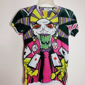 Folded&Hung Graffiti Funny Monster Face Street Art on wall Unisex Small Shirt